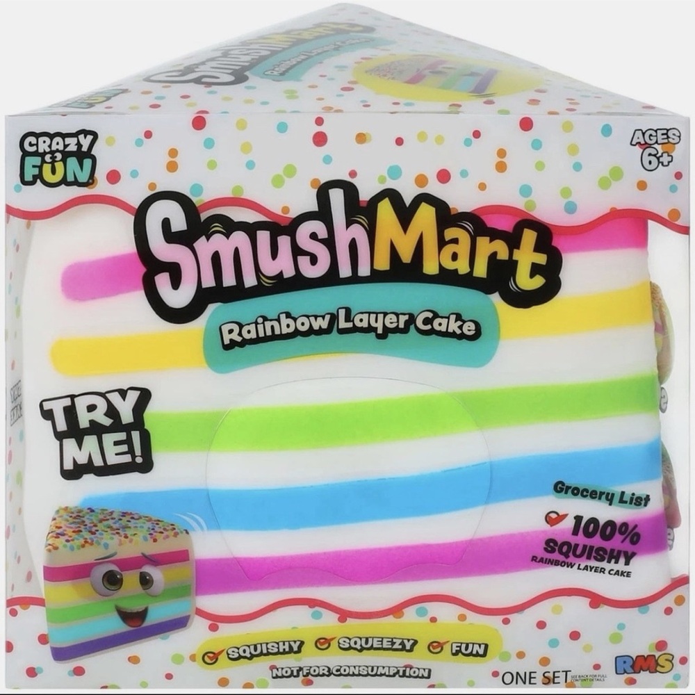 NEW SmushMart Rainbow Layer Cake Squishy Squeeze Toy | Multicolor GIANT